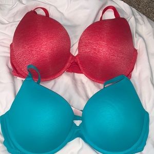 2 Bras; both 36D and push-up. Pink & VS